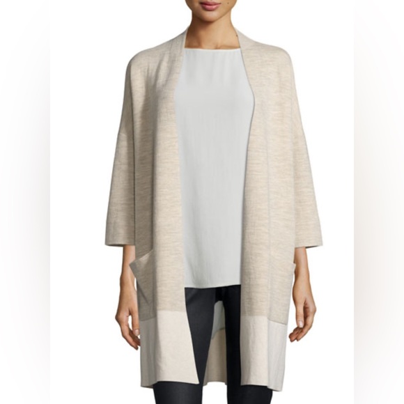 Eileen Fisher kimono cardigan duster wool cashmere blend Sz S - Picture 2 of 10